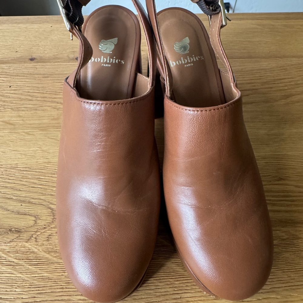 Bobbies Paris Savannah Leather Platform Mule sz 38 - Picture 5 of 6